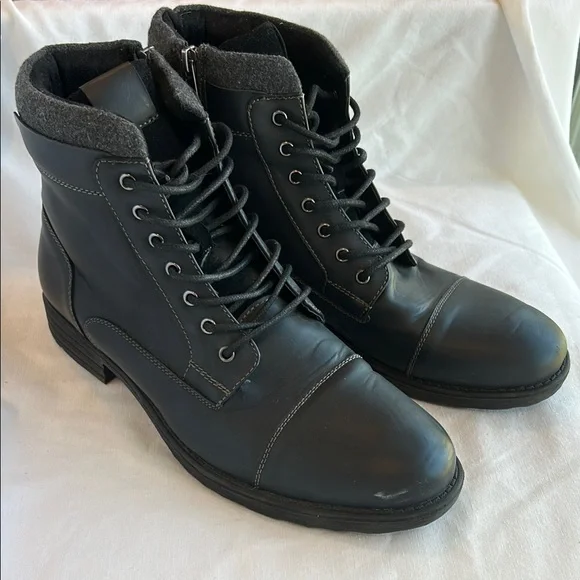 Express | Shoes | Mens Express Black Leather Combat Boots  display picture 1